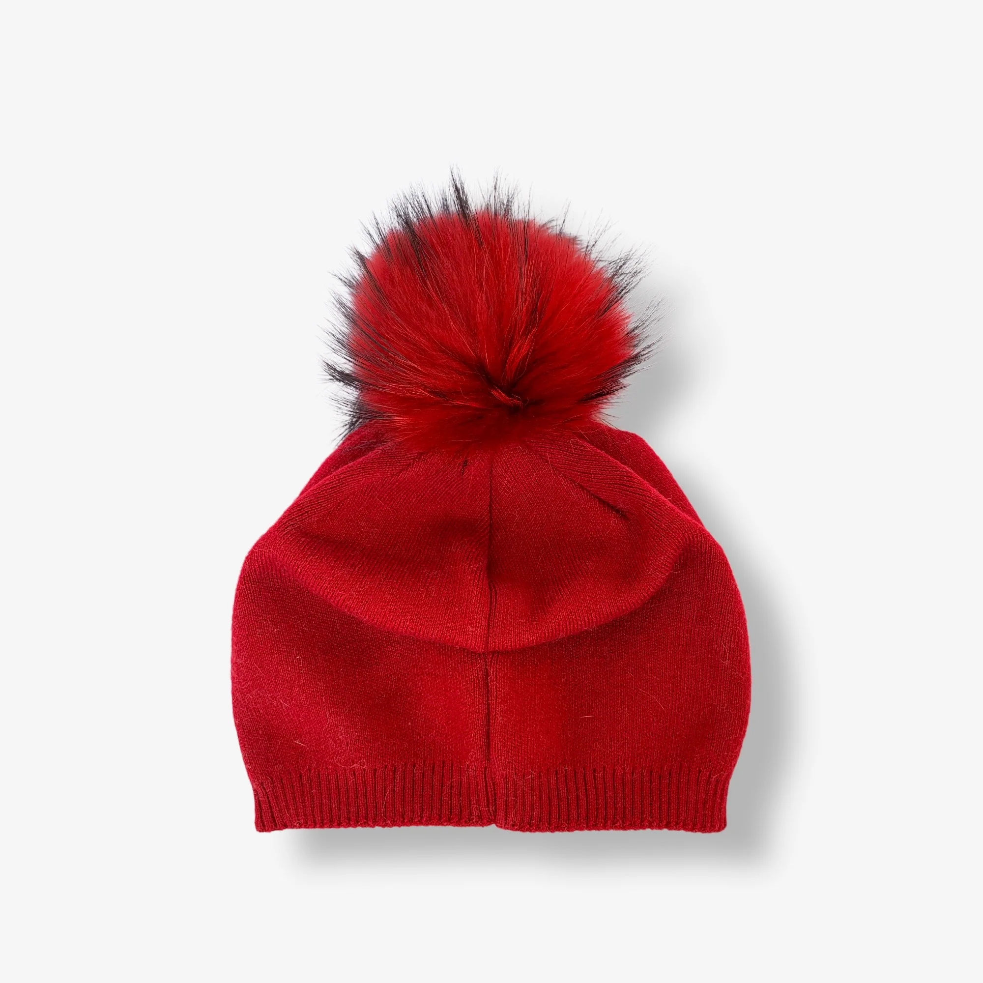 Berretto in misto cashmere con pompon in pelliccia - Image 2