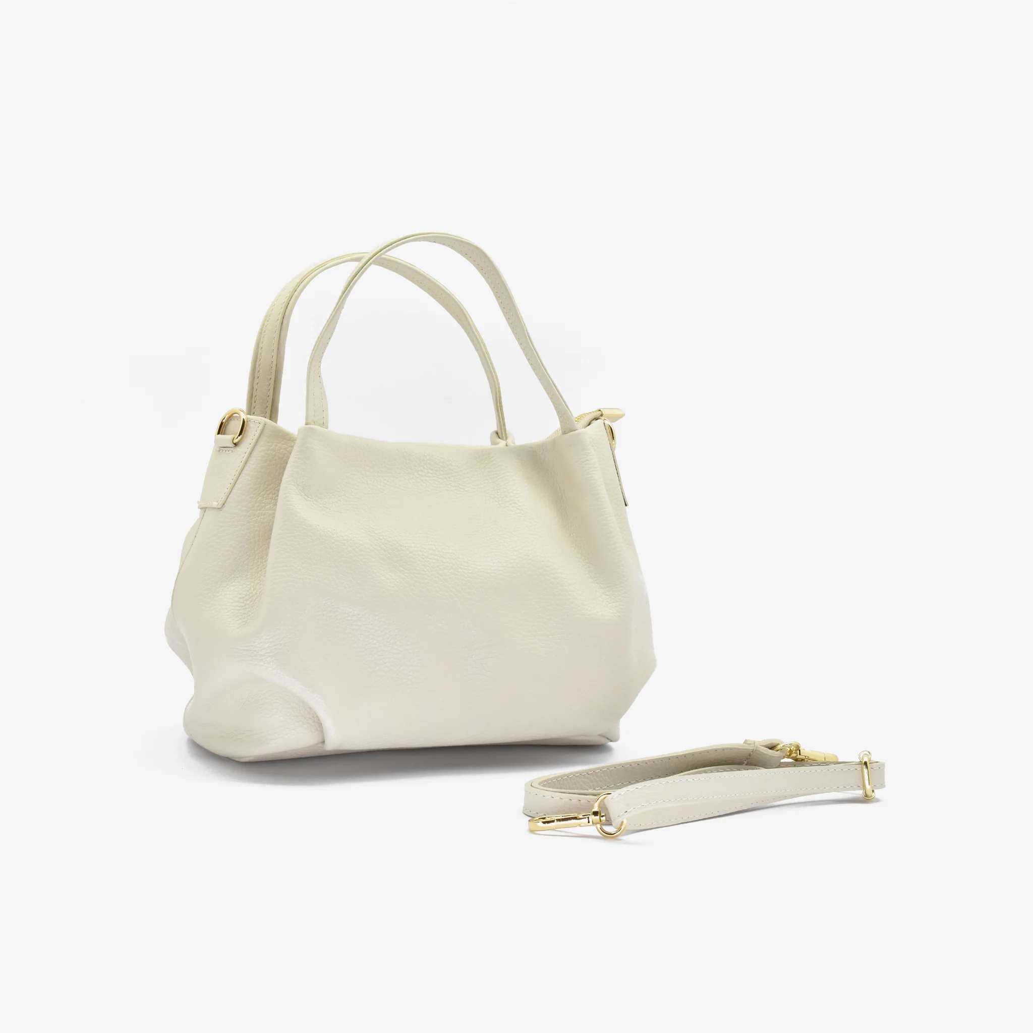 Borsa classic in pelle - beige - Image 2