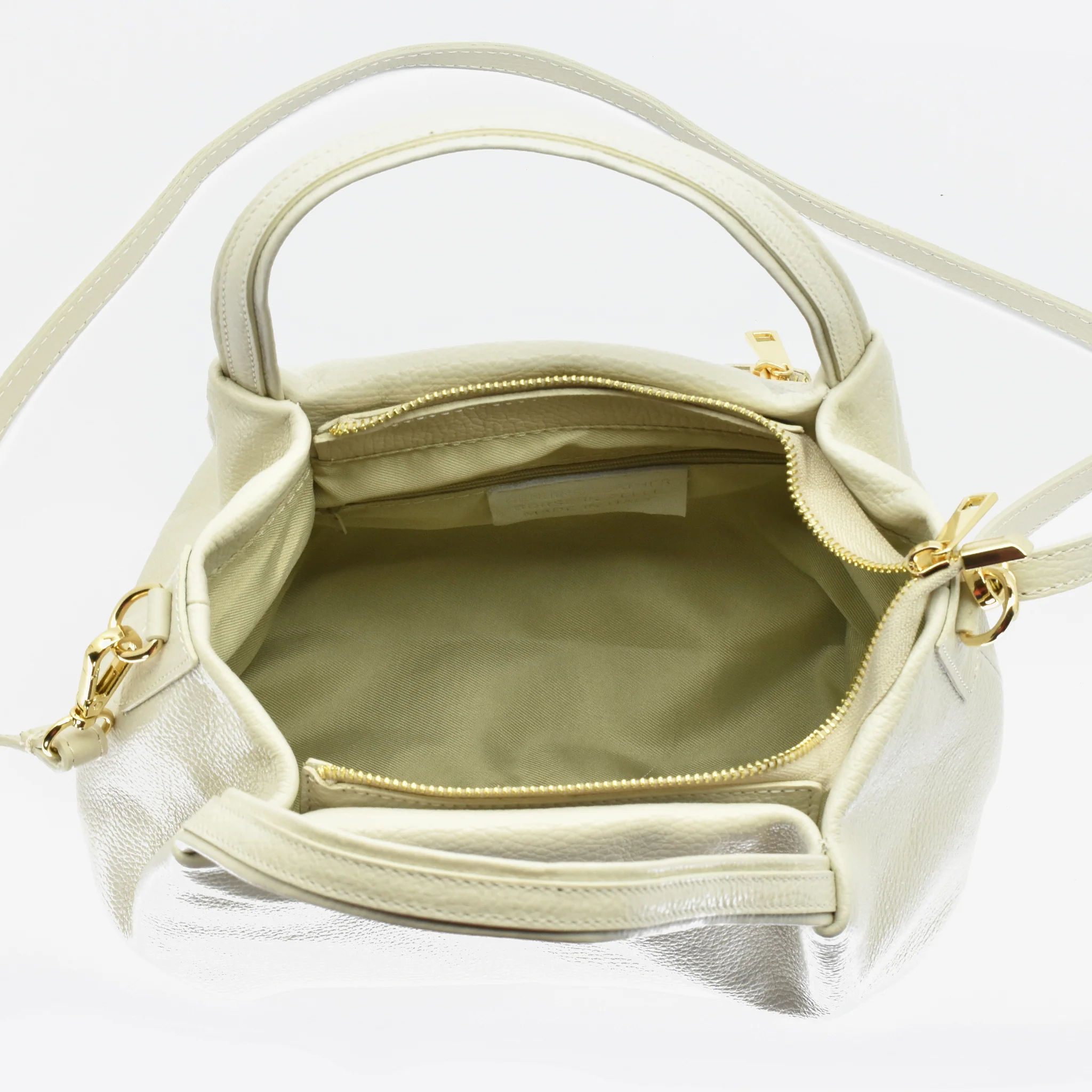 Borsa classic in pelle - beige - Image 5