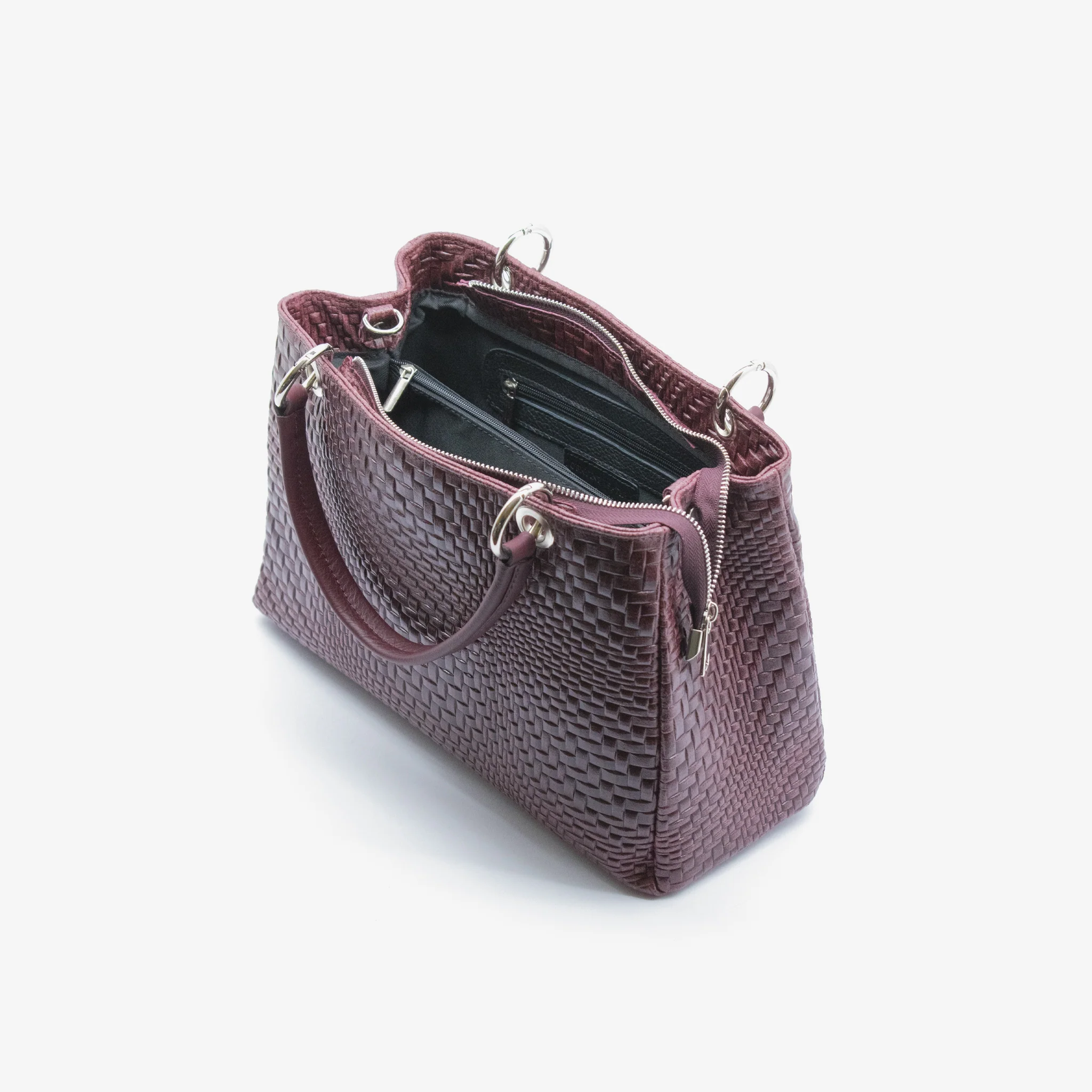 Borsa Cross in pelle - rosso prugna - Image 4