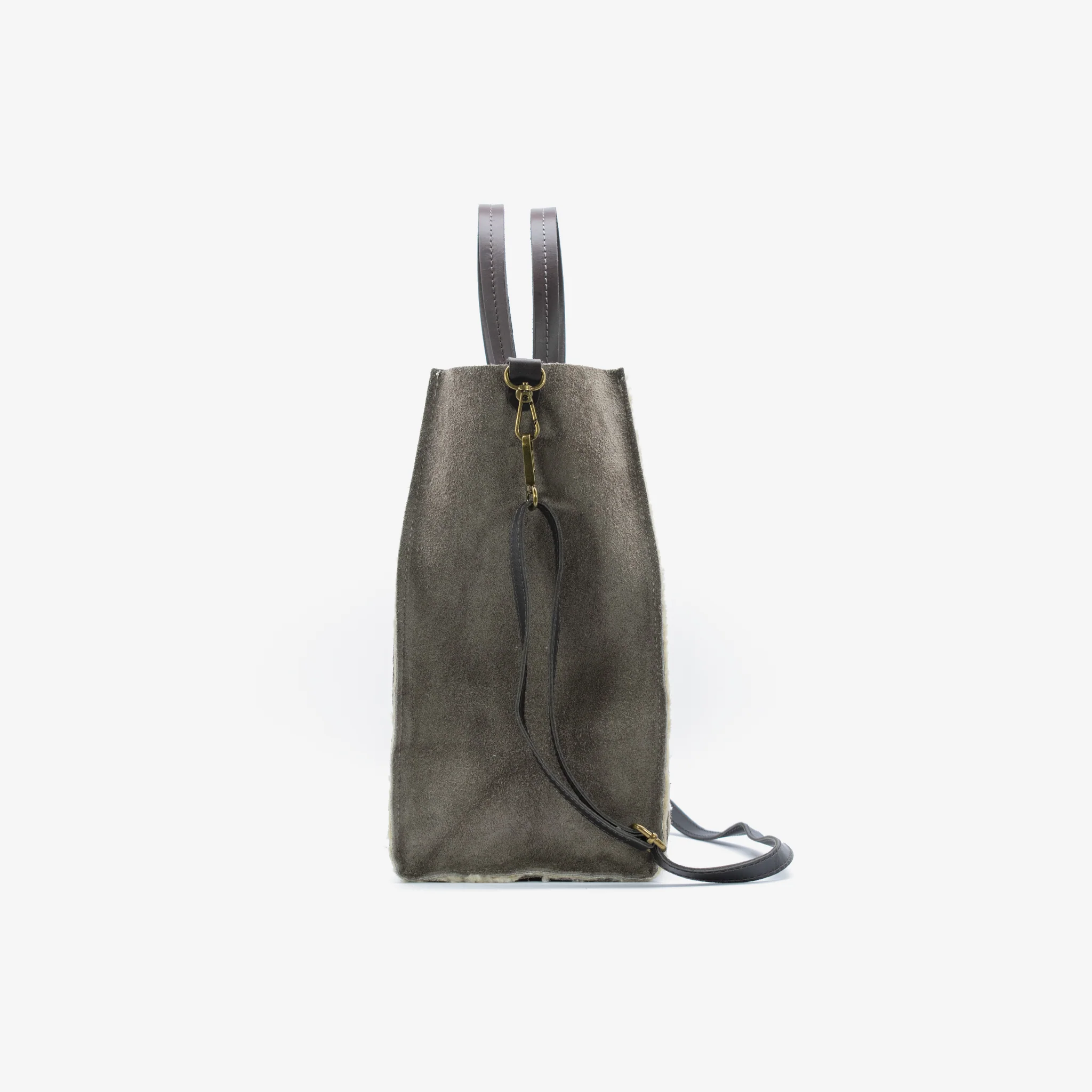 Borsa shopping reversibile in camoscio e simil montone - Image 4