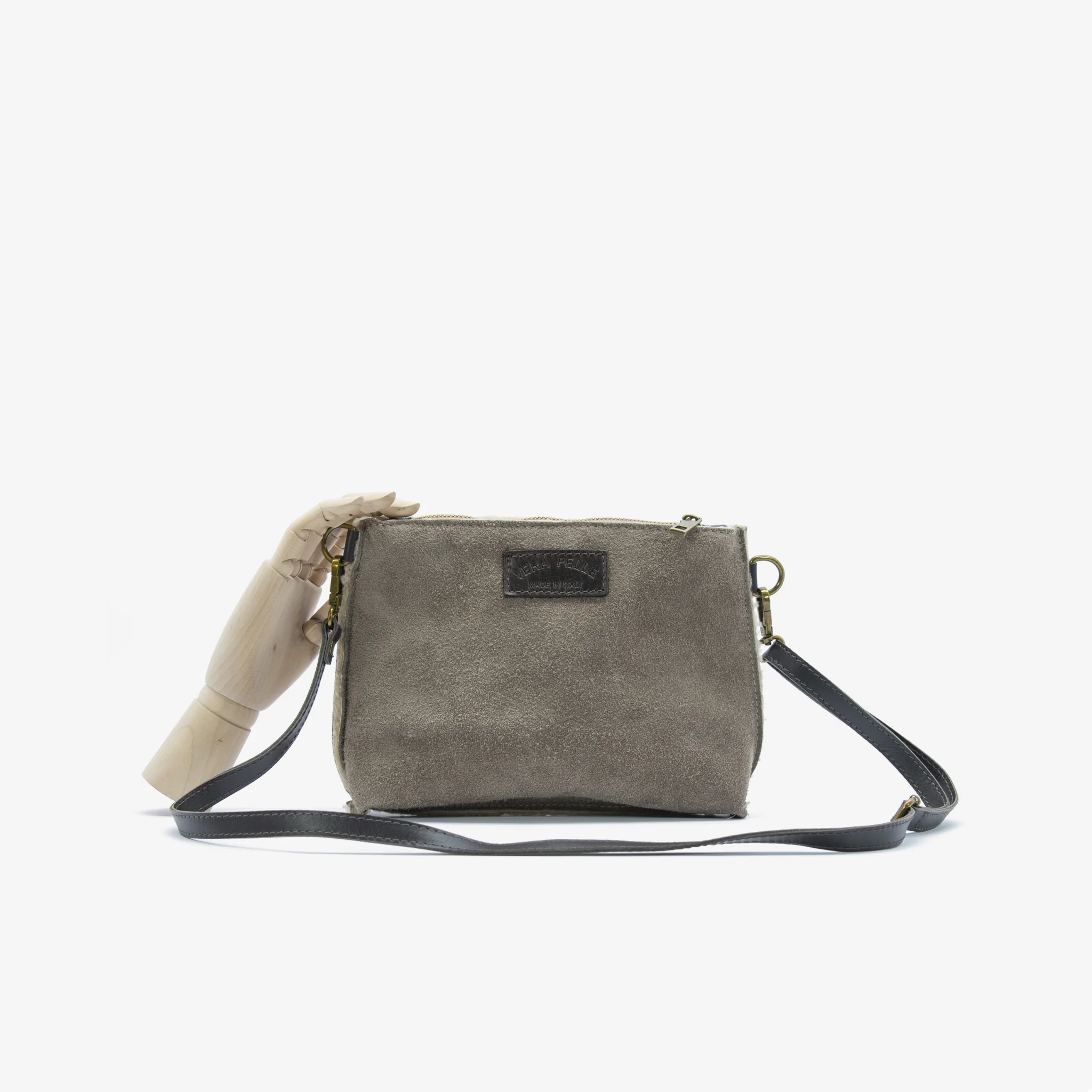 Borsa shopping reversibile in camoscio e simil montone - Image 5