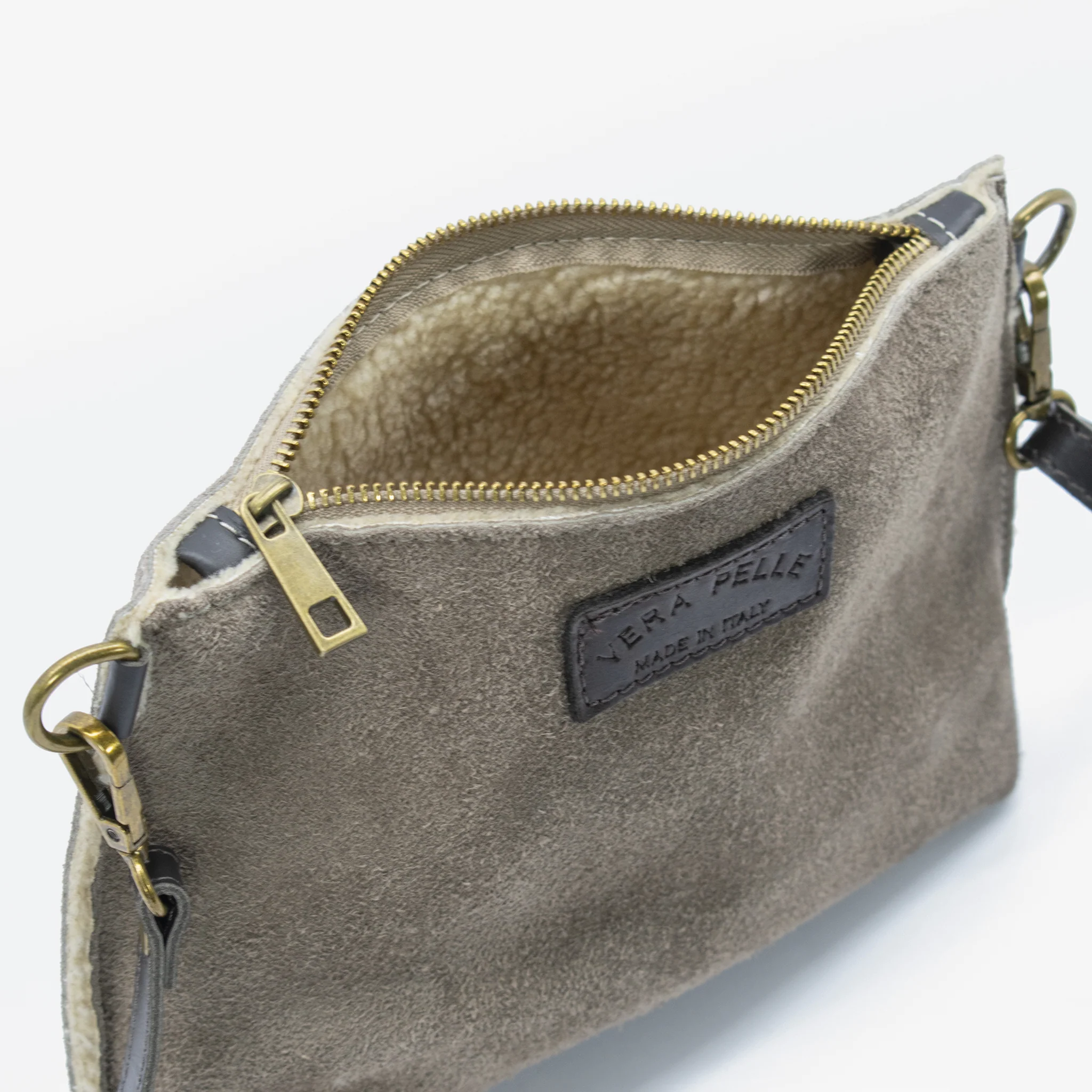 Borsa shopping reversibile in camoscio e simil montone - Image 6