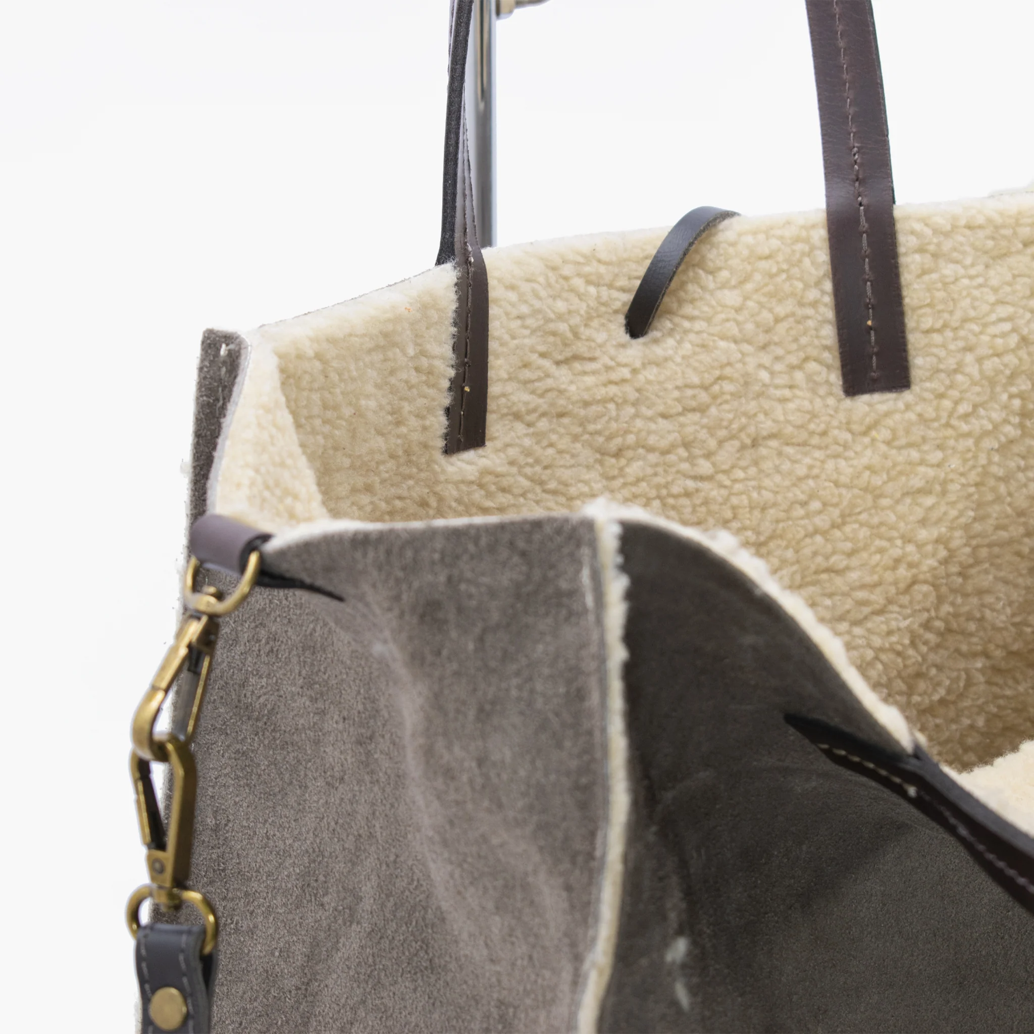 Borsa shopping reversibile in camoscio e simil montone - Image 7
