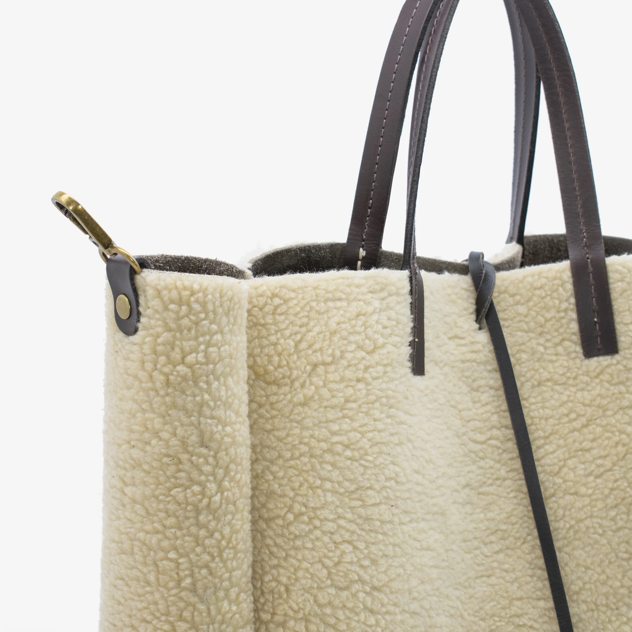 Borsa shopping reversibile in camoscio e simil montone - Image 9
