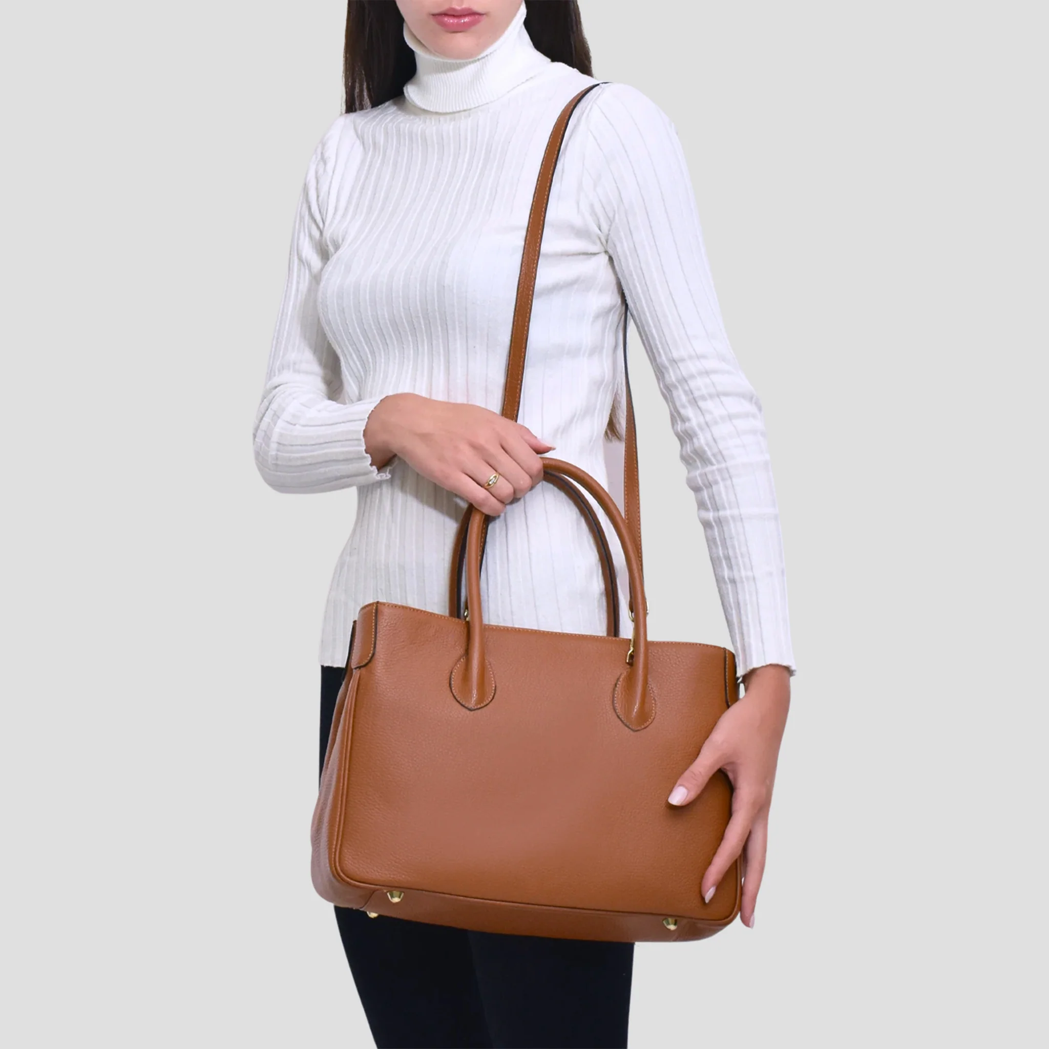 Borsa Iris in pelle - cammello - Image 7