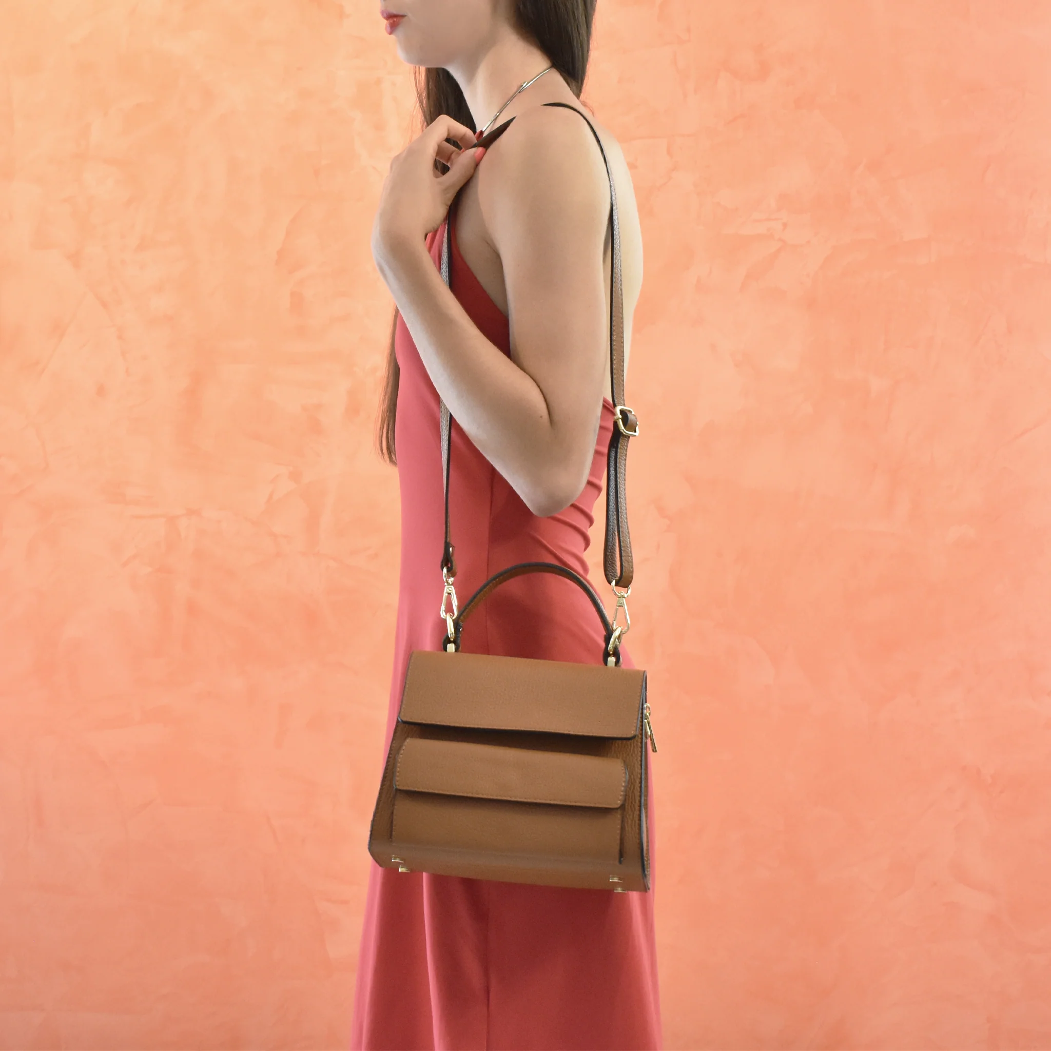 Borsa luna in pelle - cammello - Image 7