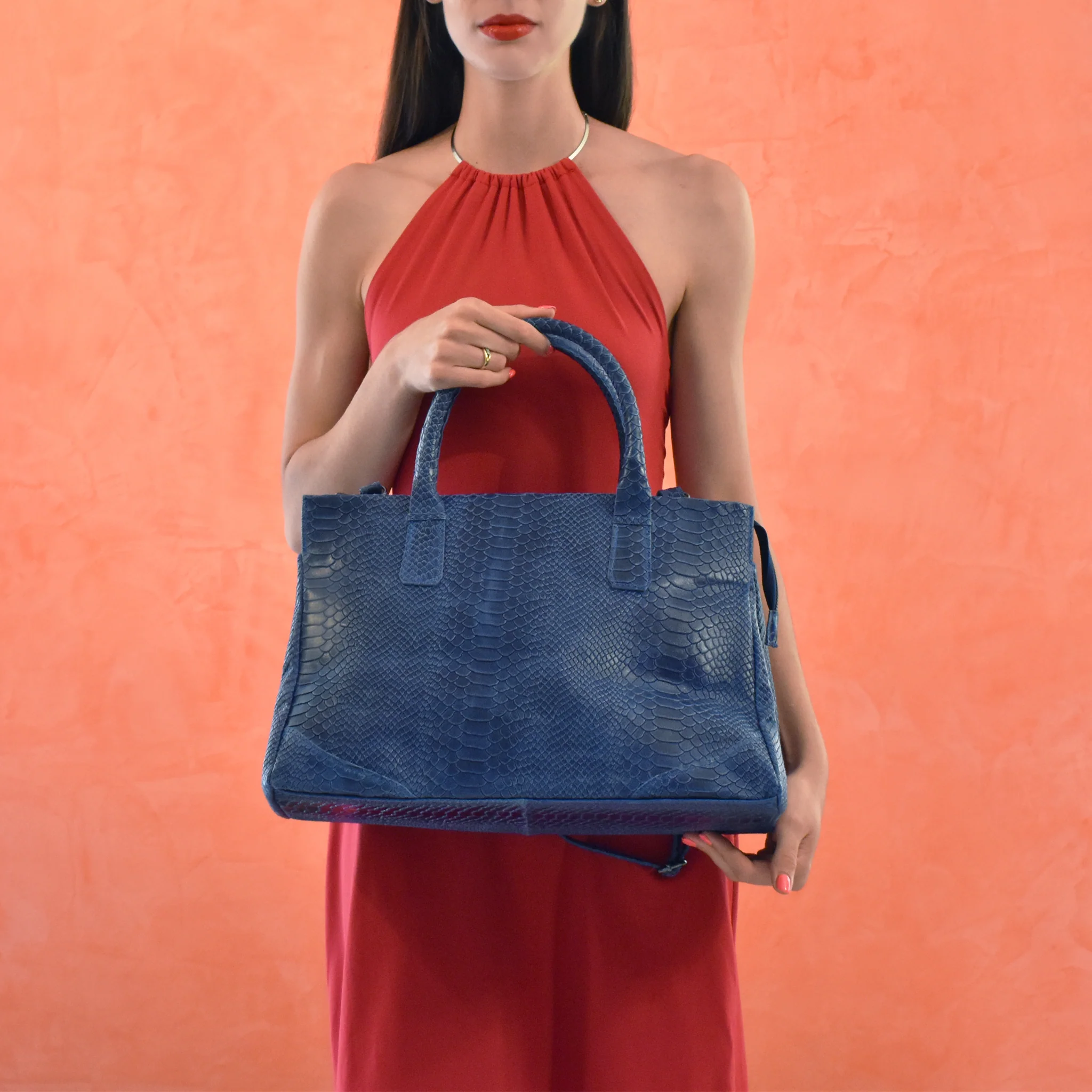 Borsa morbida in pelle - blu - Image 2