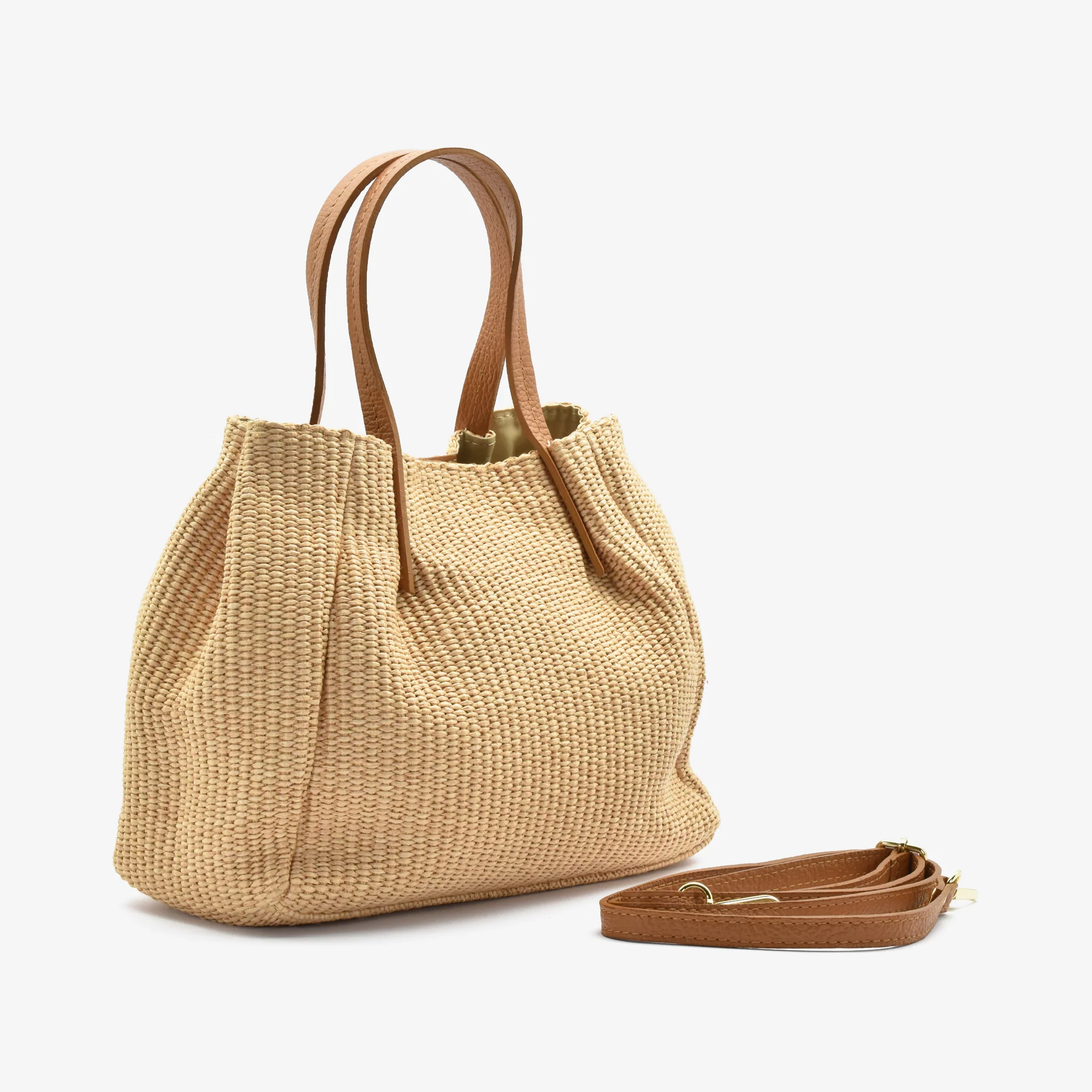 Borsa pape in paglia rafia - cammello - Image 3