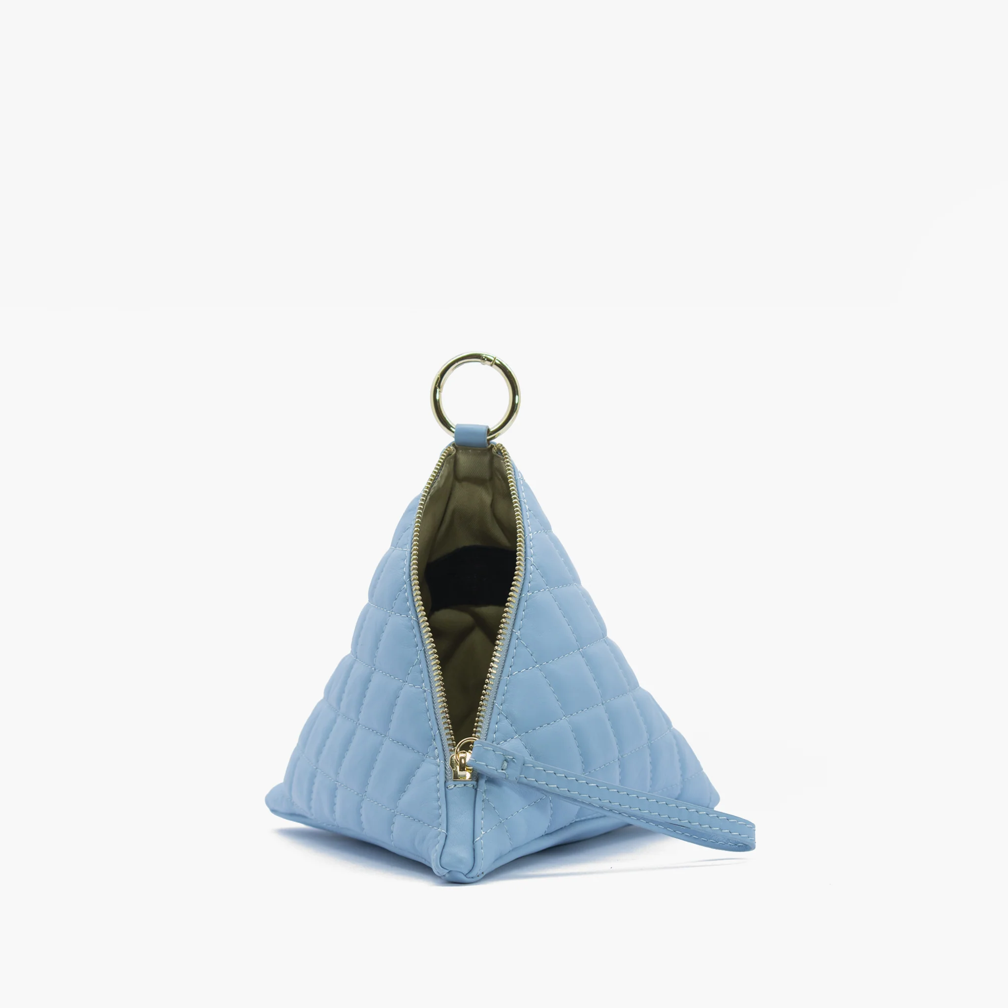 Pochette piramide in pelle - azzurro - Image 3