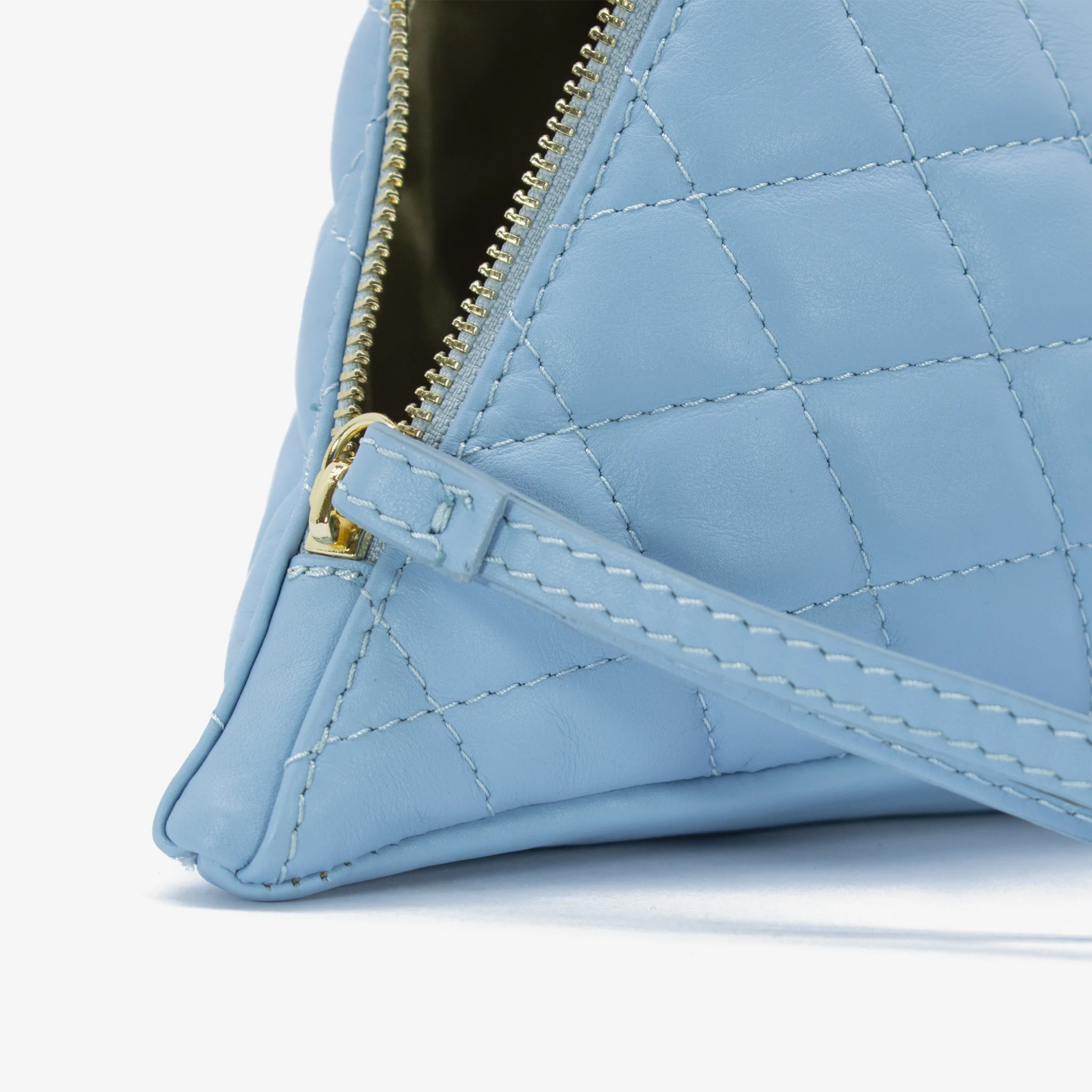 Pochette piramide in pelle - azzurro - Image 4