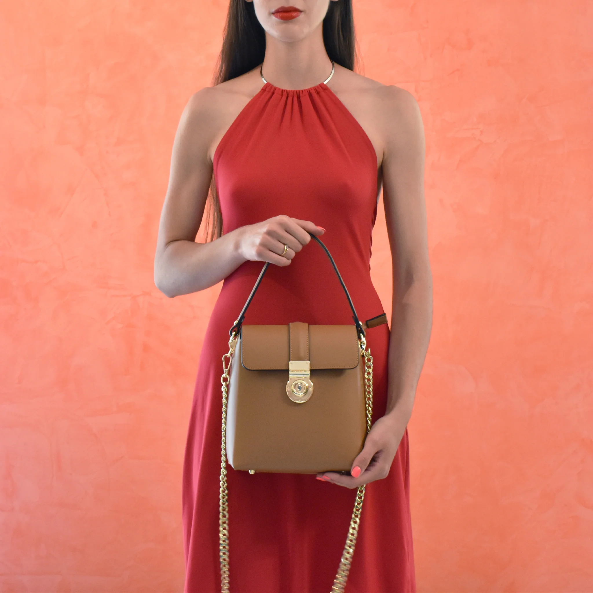 Borsa rita in pelle - cammello - Image 2