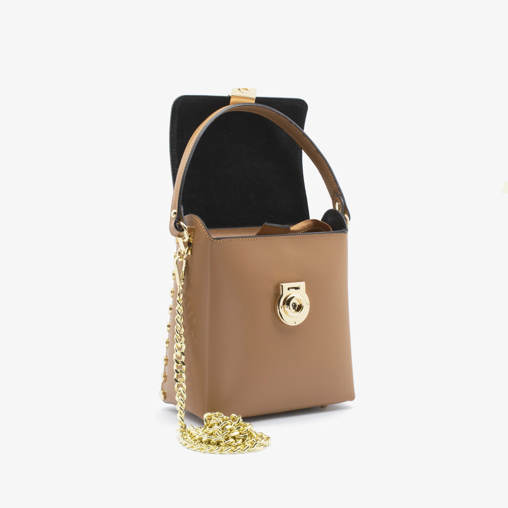 Borsa rita in pelle - cammello - Image 8