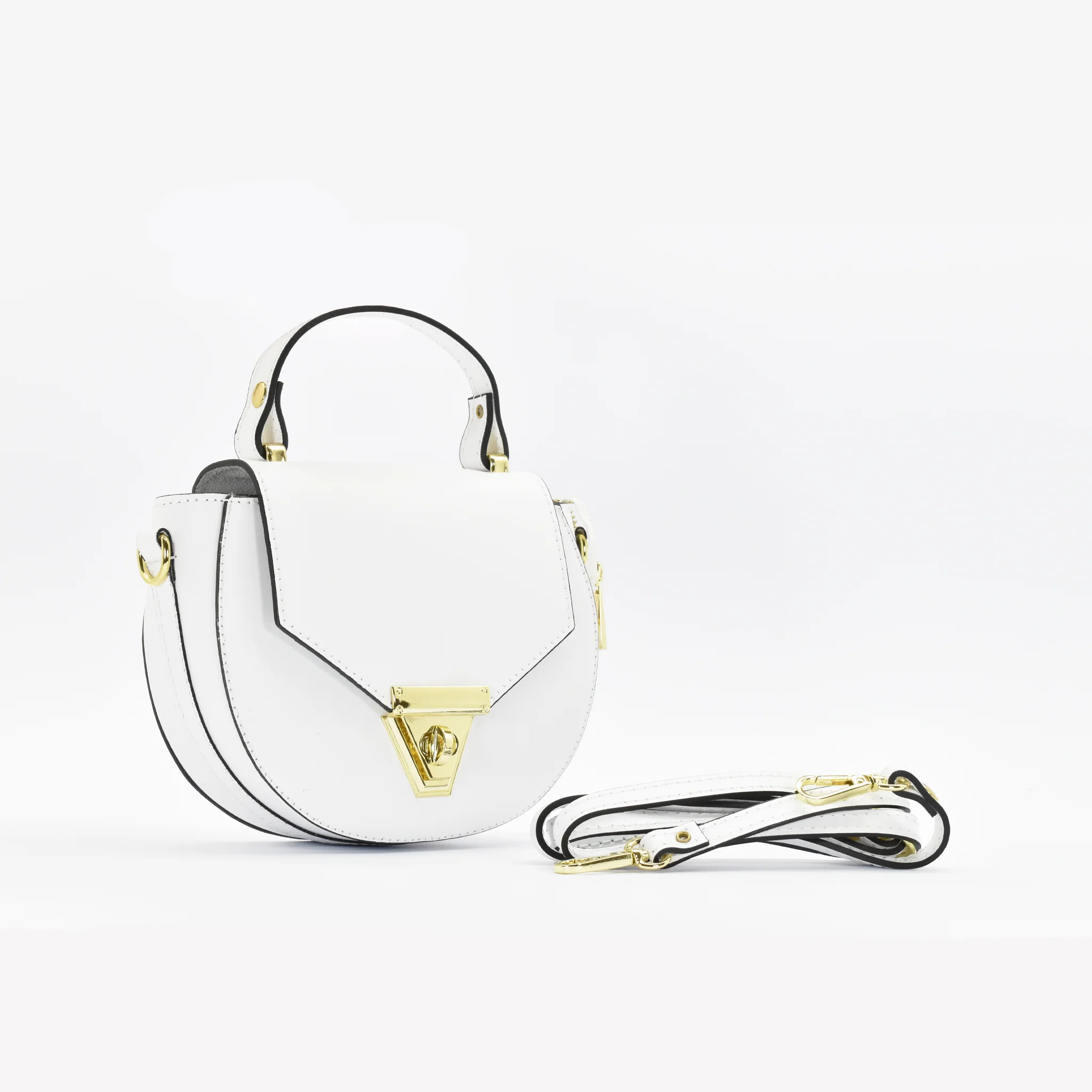 Borsa saddle in pelle - bianco - Image 2