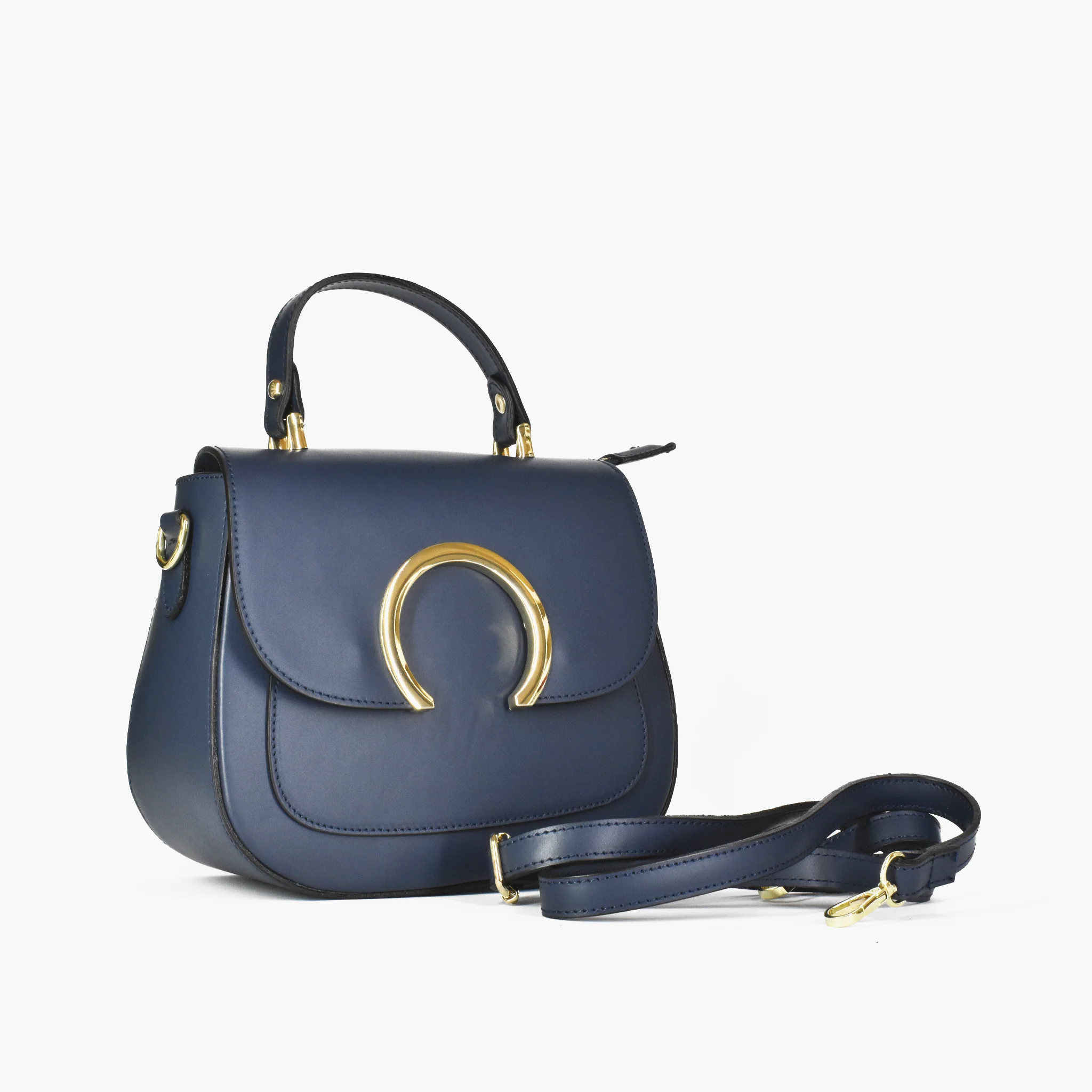 Borsa lune in pelle - blu navy - Image 3