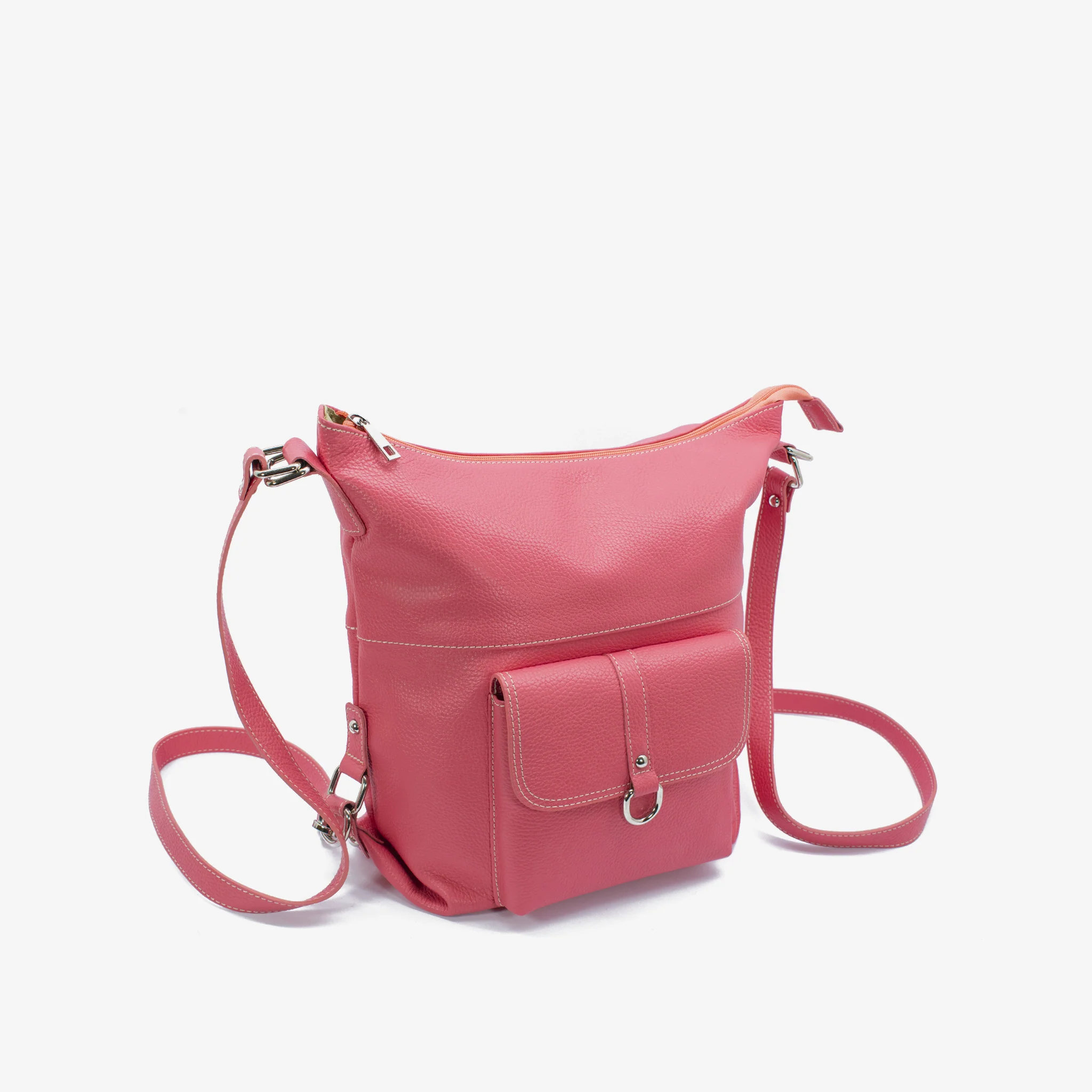 Zaino travel in pelle - corallo - Image 3
