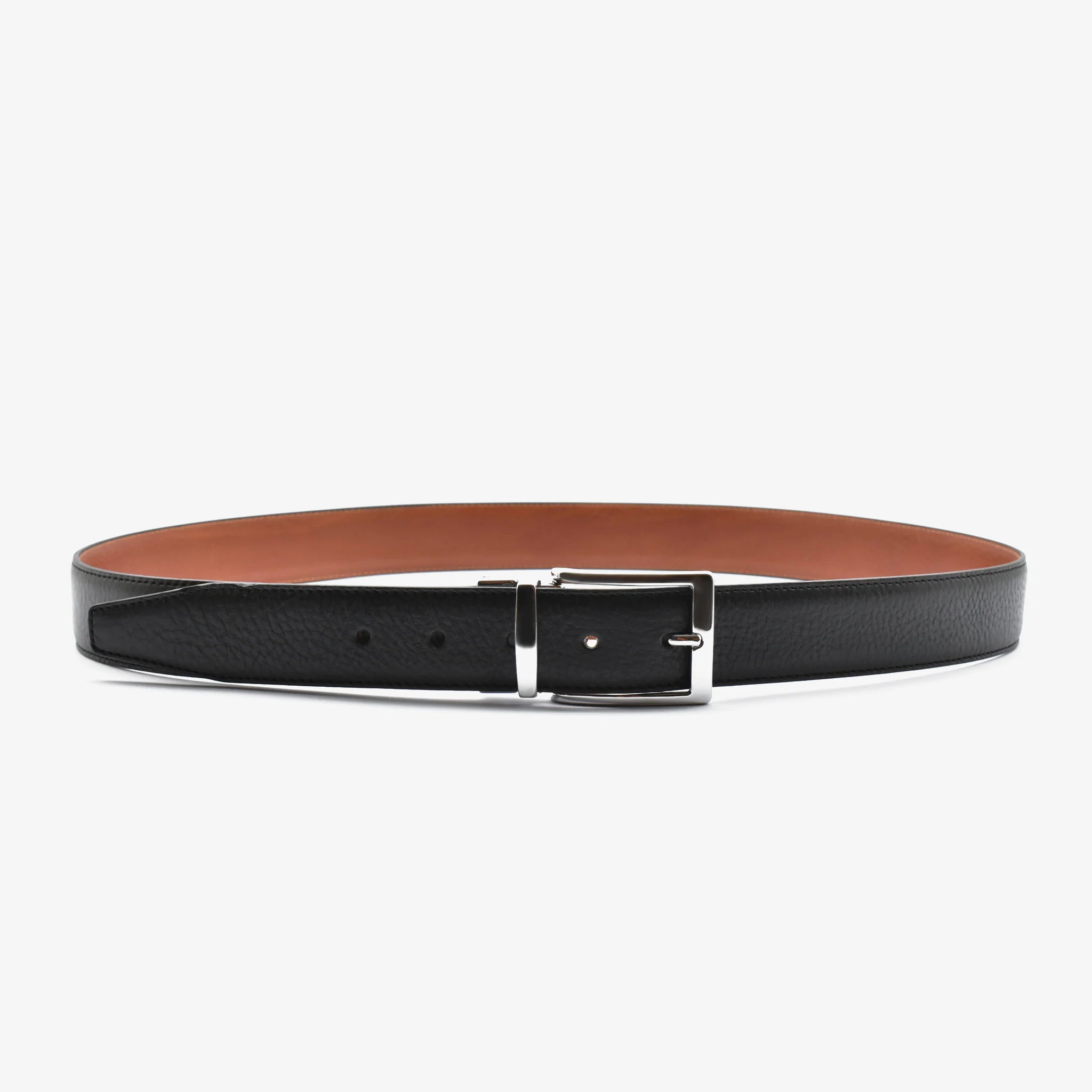 Cintura double face in pelle - nero - Image 5