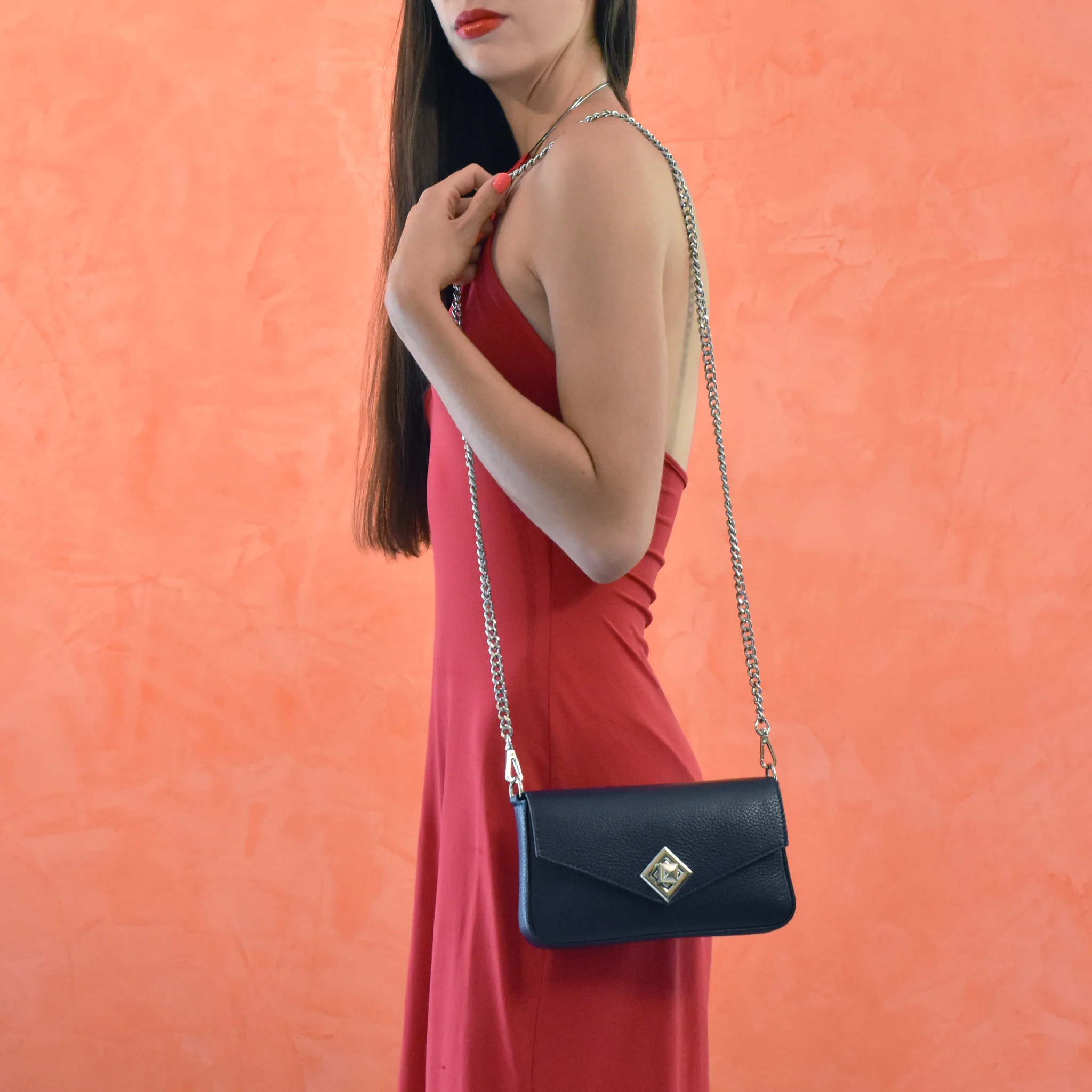 Mini bag in pelle - blu notte - Image 6