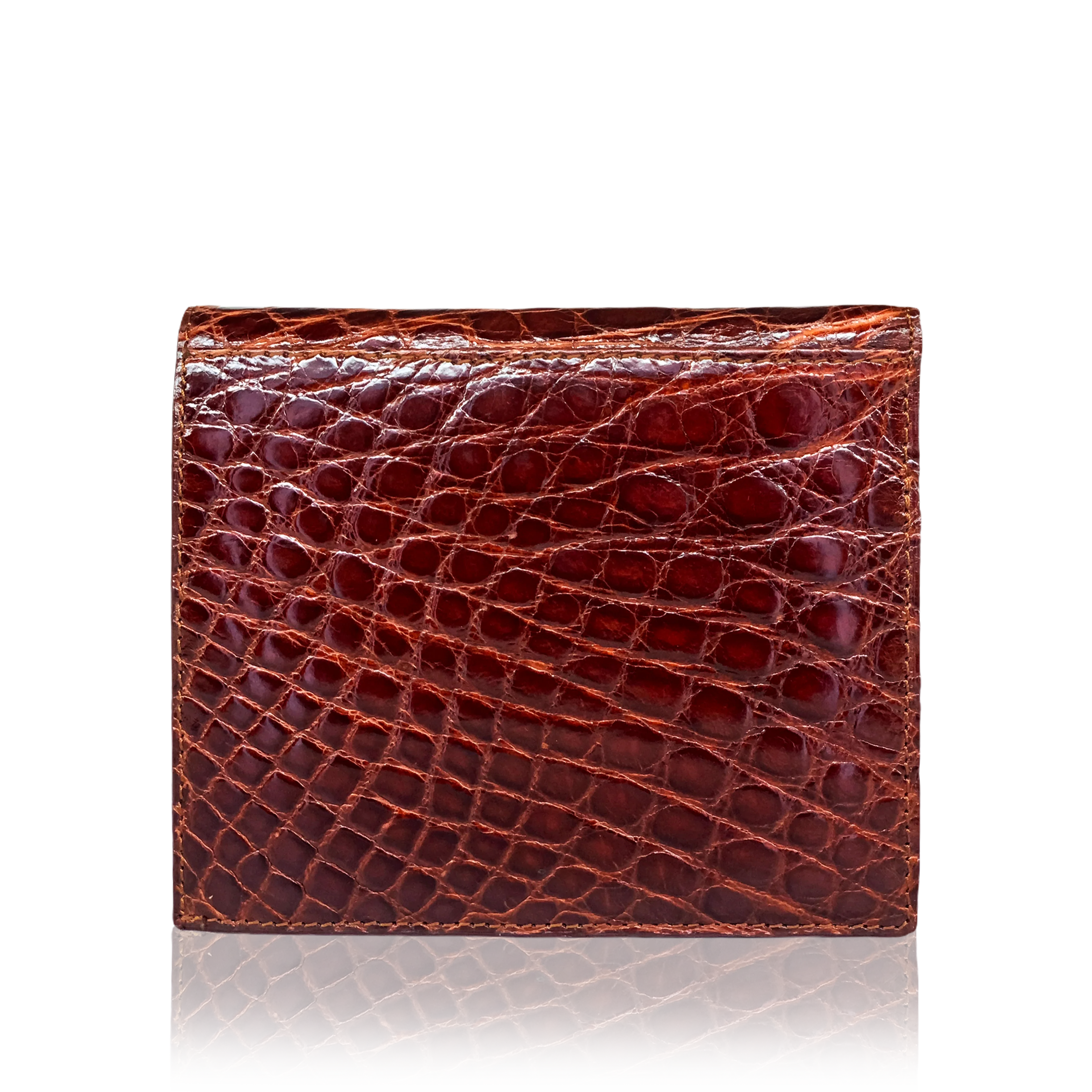 Portafoglio bi-fold in coccodrillo - marrone - Image 3