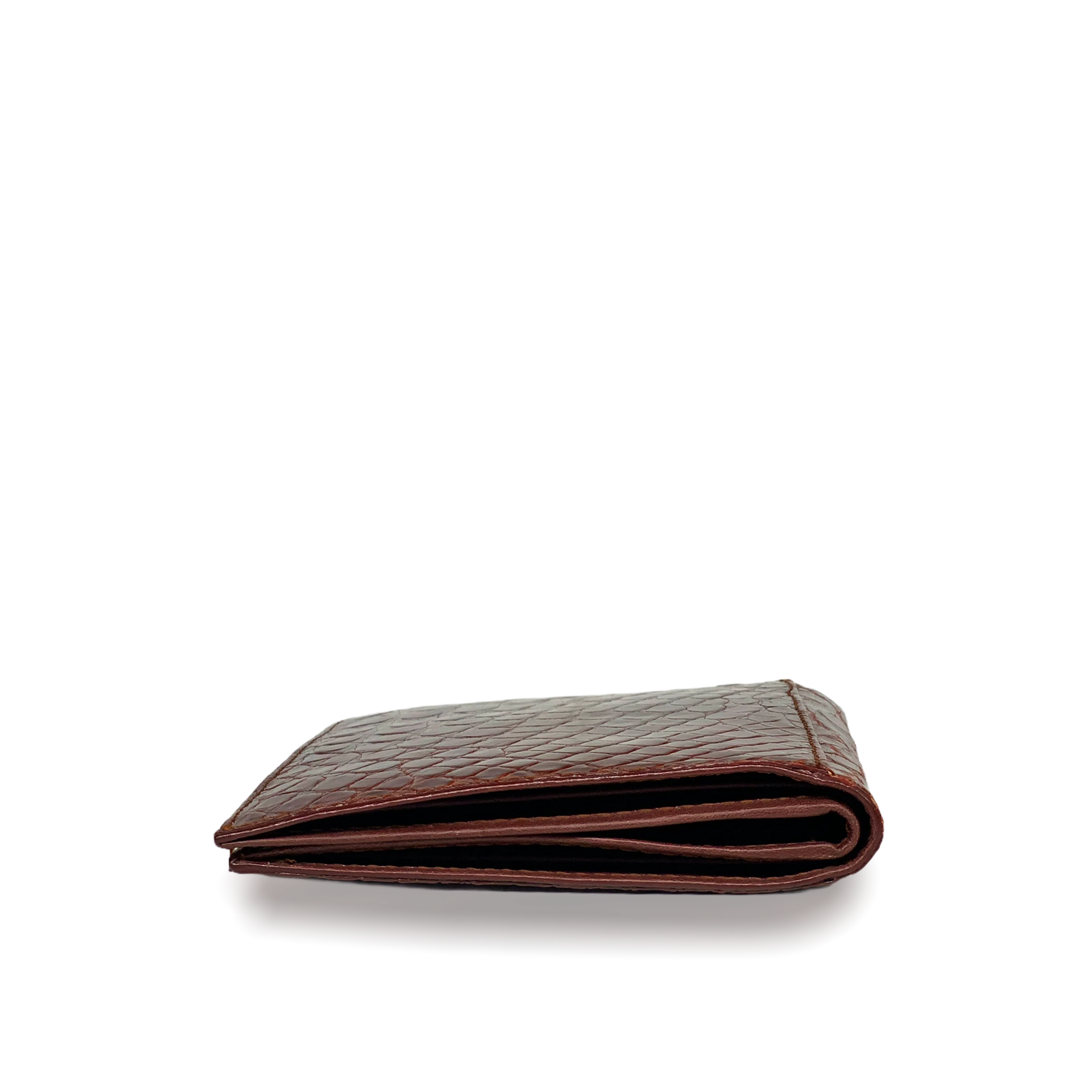 Portafoglio bi-fold in coccodrillo - marrone - Image 4