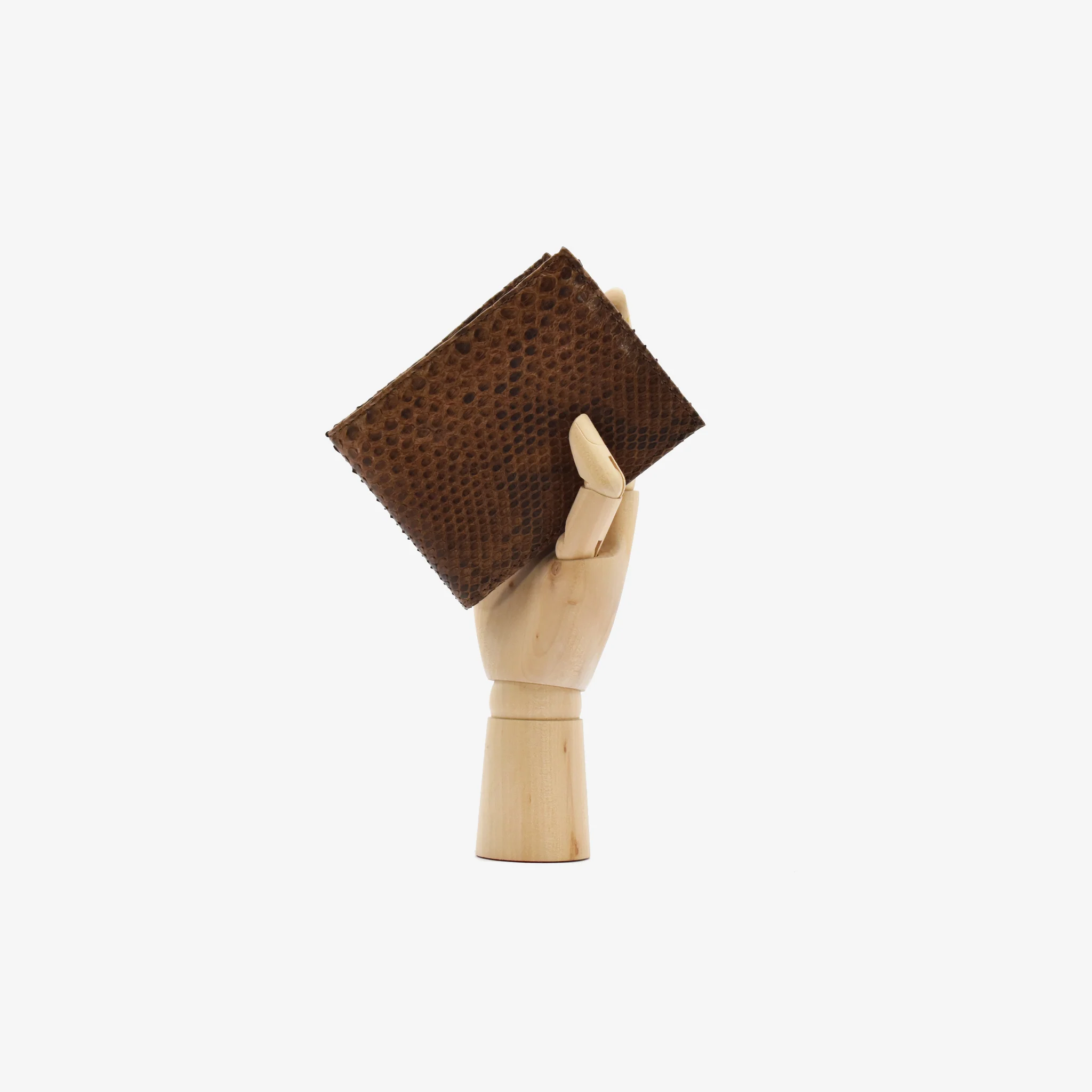 Portafoglio tri-fold in pitone - marrone - Image 4