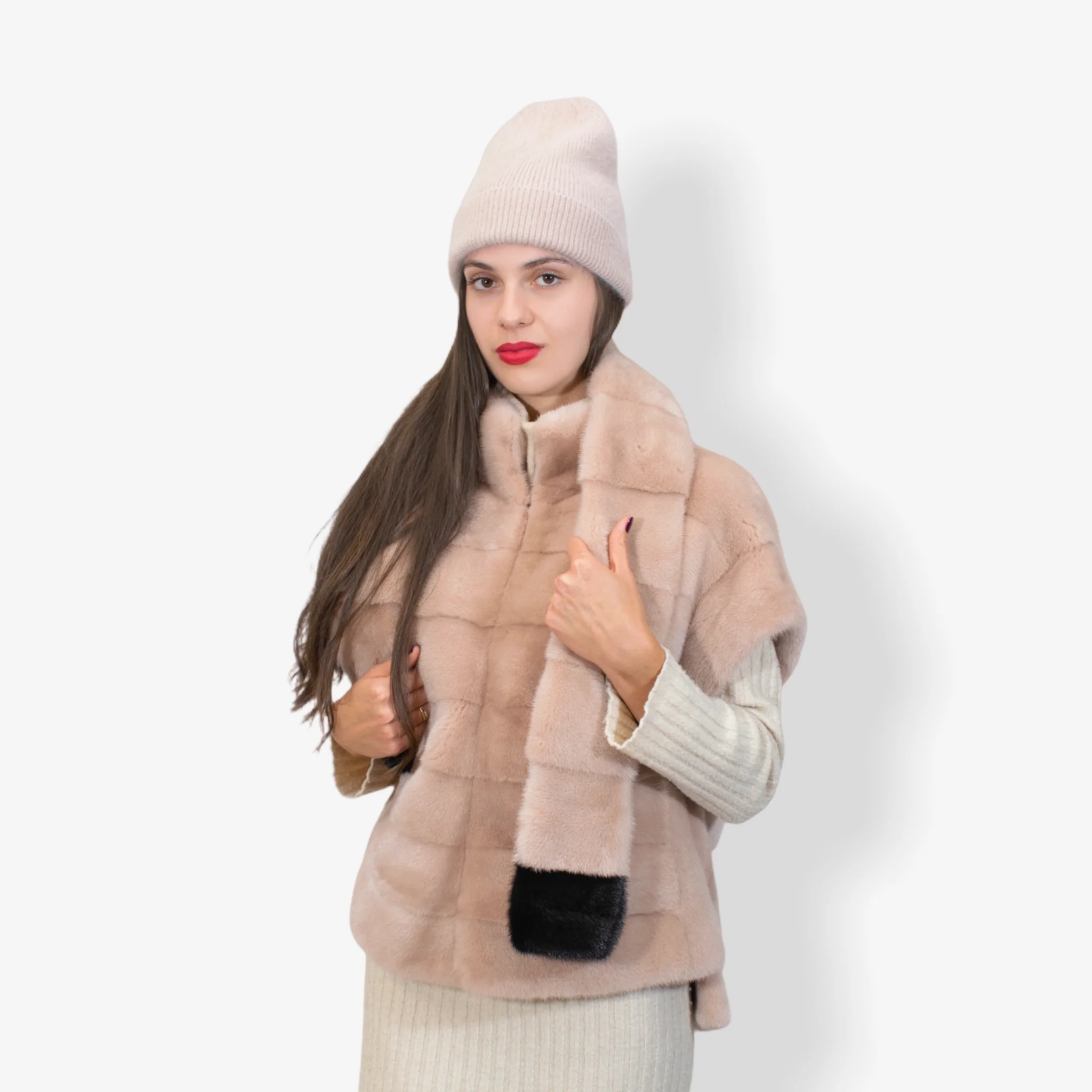 Sciarpa Elegant in visone - rosa - Image 3