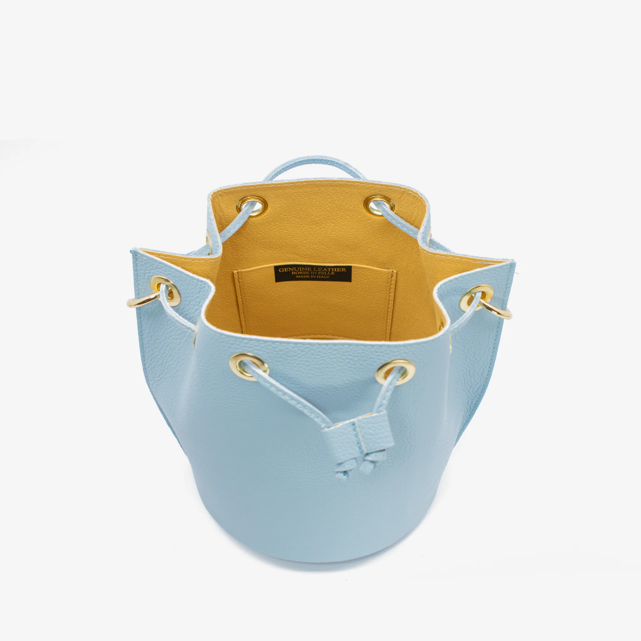 Secchiello coulisse in pelle - azzurro - Image 4
