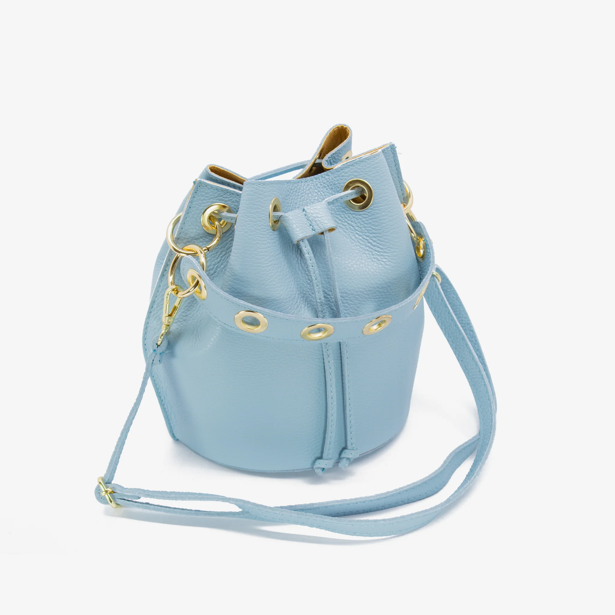 Secchiello coulisse in pelle - azzurro - Image 5