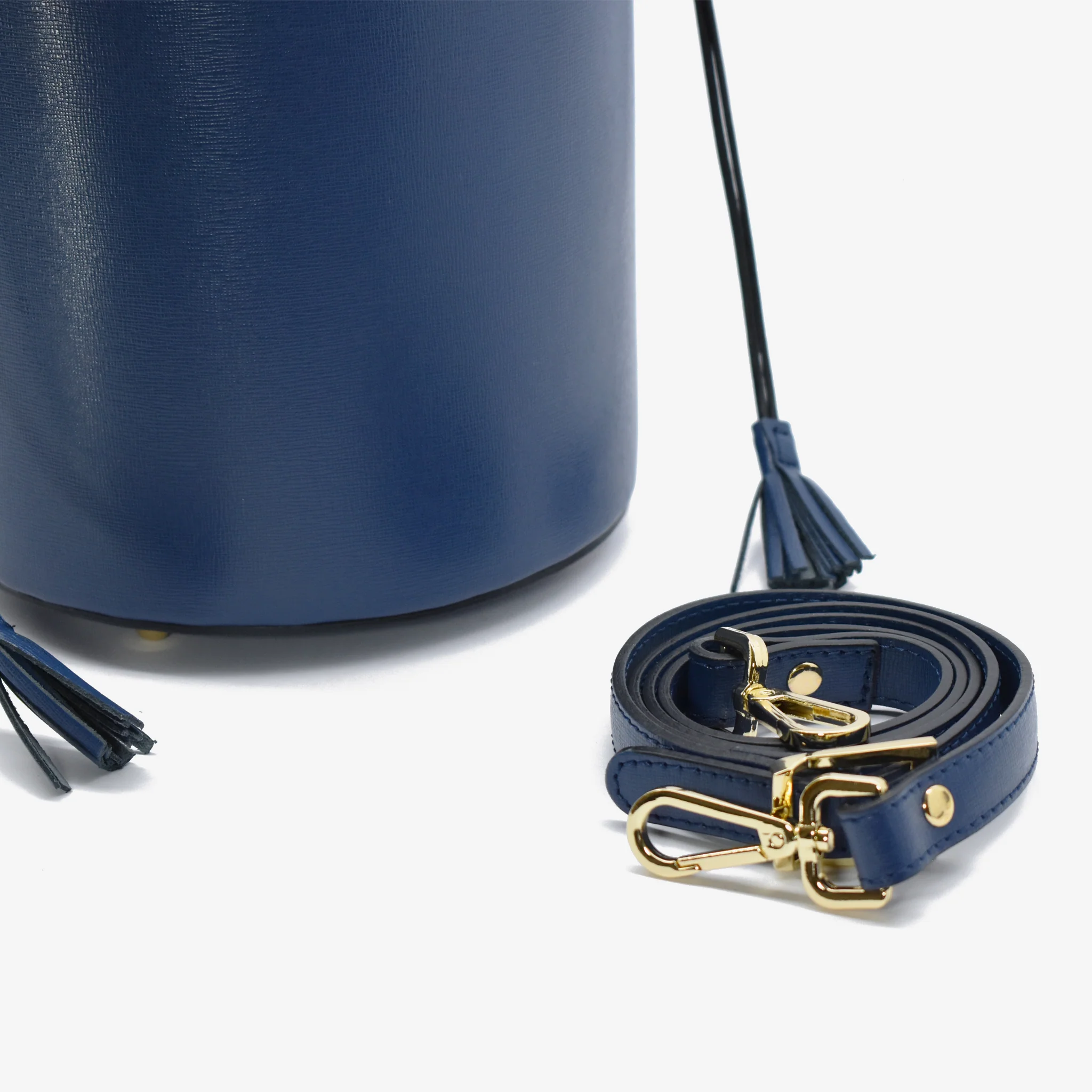 Secchiello grande in pelle - blu - Image 3