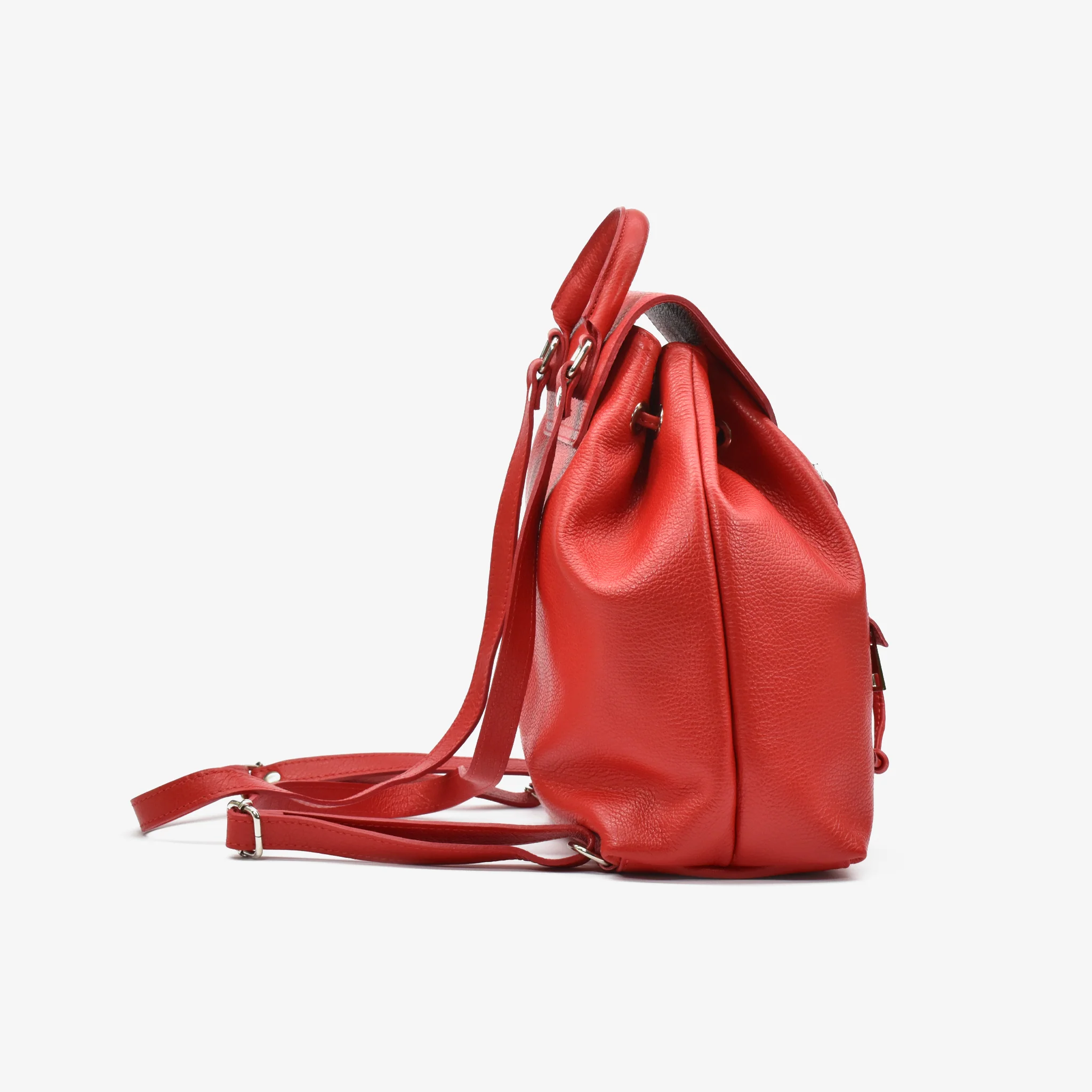 Zaino coulisse in pelle - rosso - Image 4