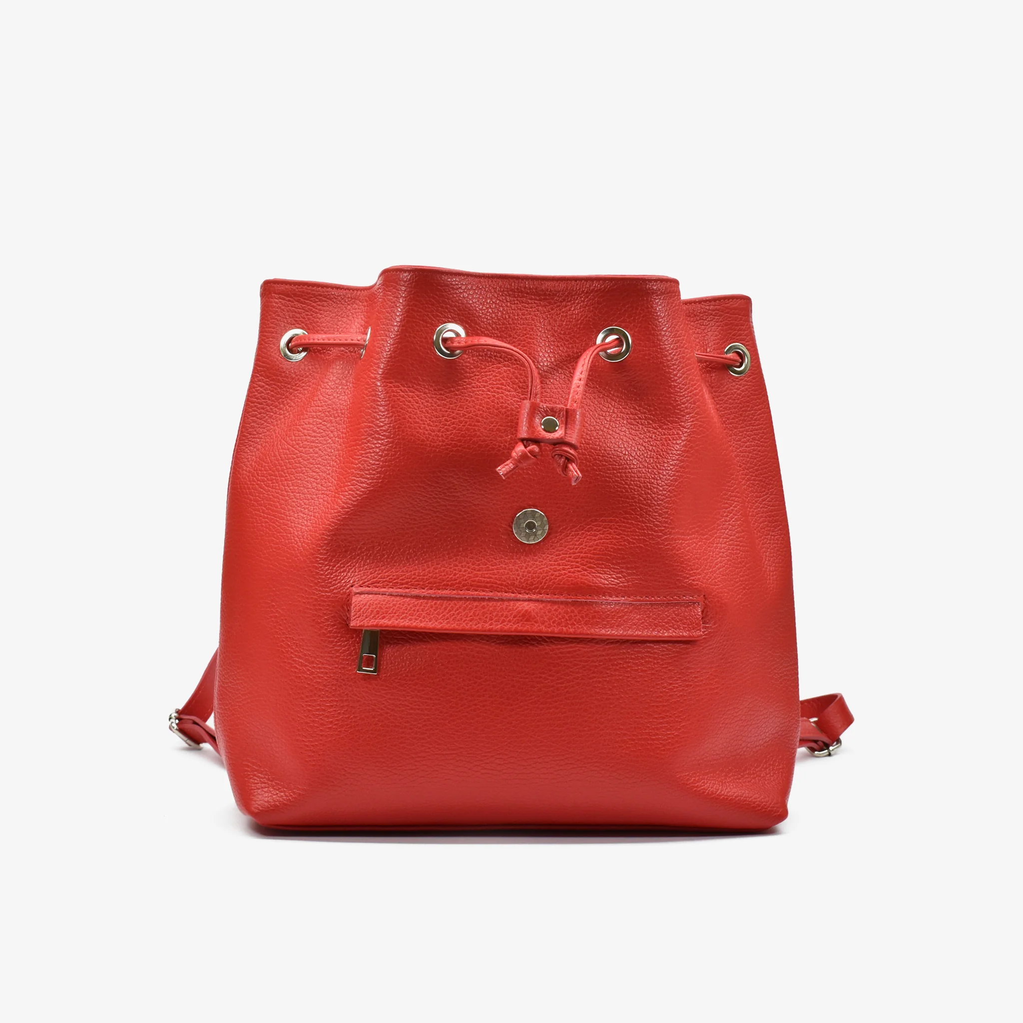 Zaino coulisse in pelle - rosso - Image 6