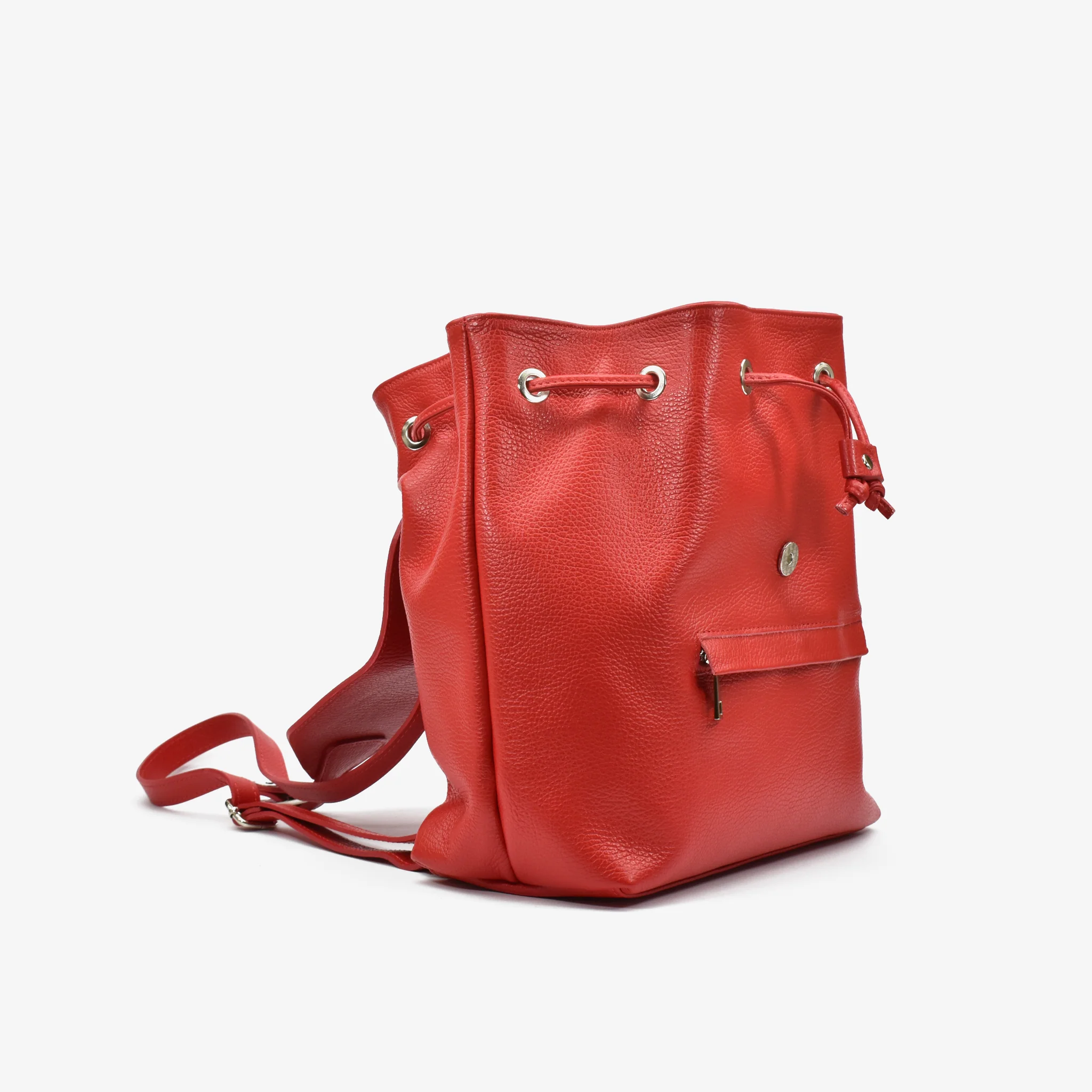 Zaino coulisse in pelle - rosso - Image 7